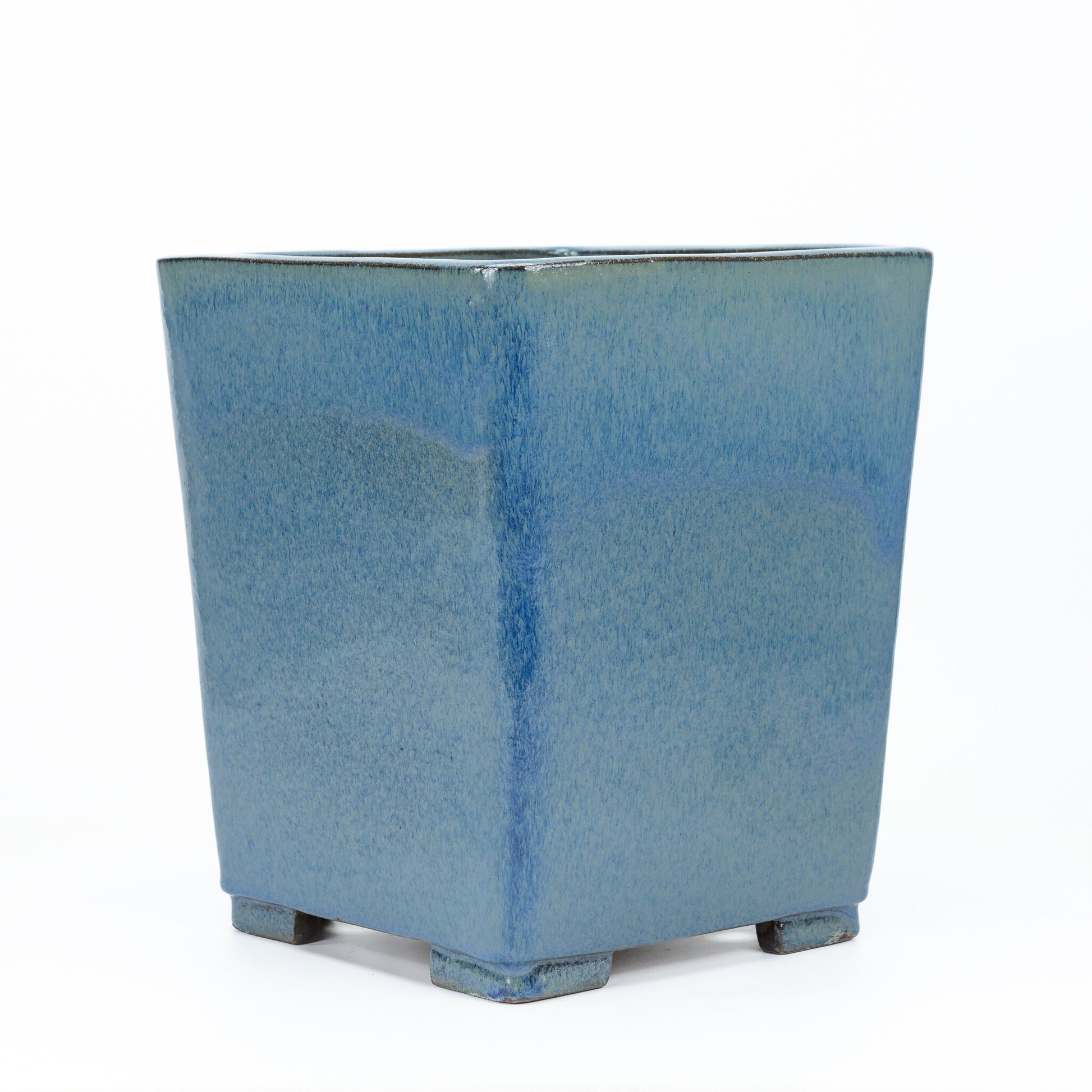 Pot à bonsaï cascade bleu beige carré 25 cm, hauteur 30 cm