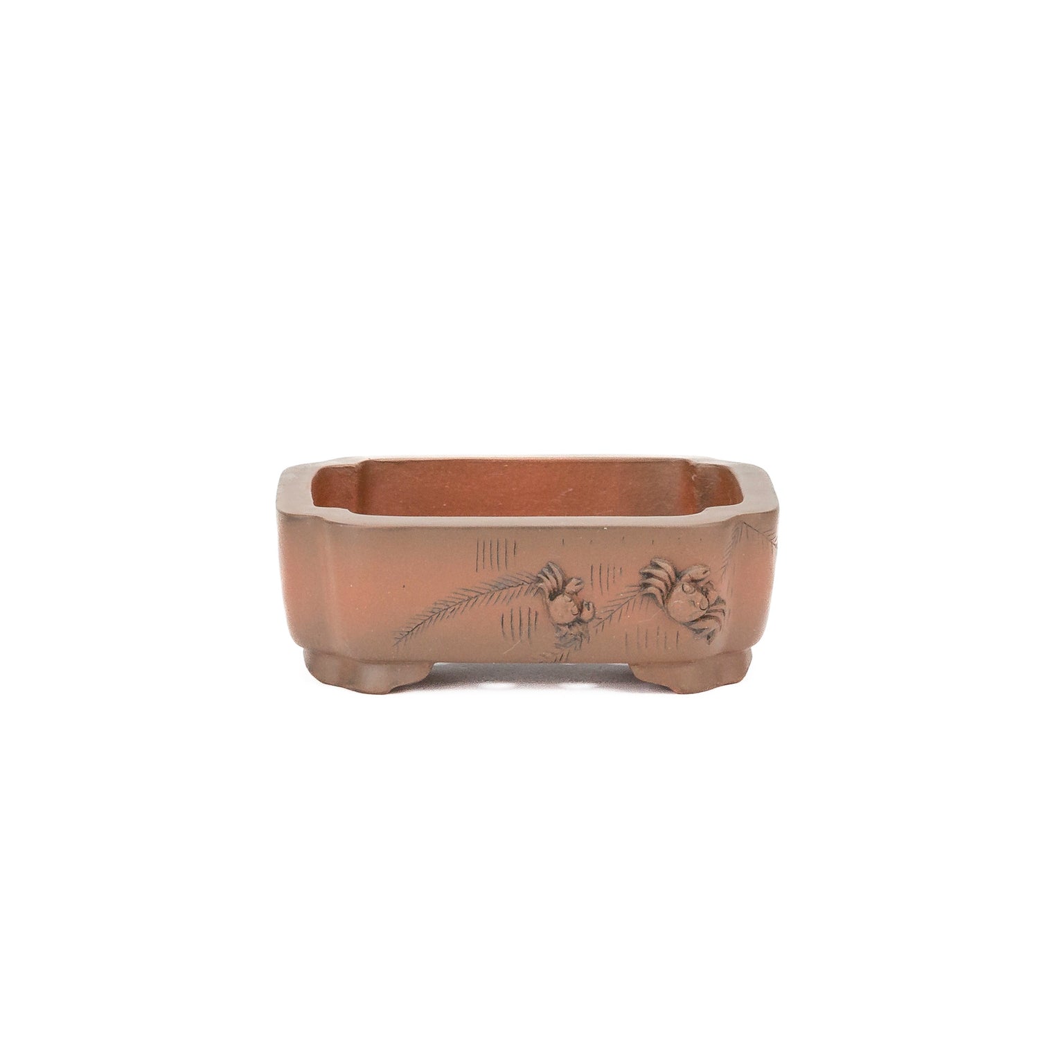 Bonsai pot Yixing ongeglazuurd mokko krab 13cm