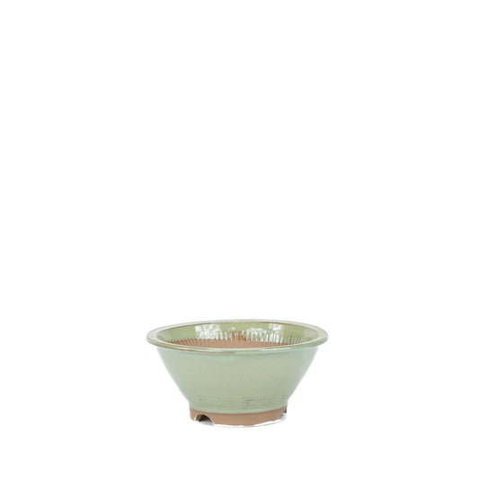 Bonsai pot groen rond 16cm, hoogte 7.4cm