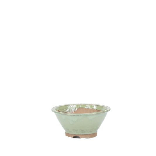 Bonsai pot groen rond 16cm, hoogte 7.4cm
