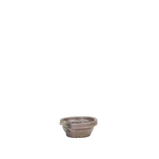 Shohin pot ongeglazuurd met accenten rond 10.2cm