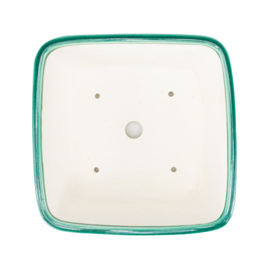 Pot Bonsai Yixing vert dragon carré 21 cm