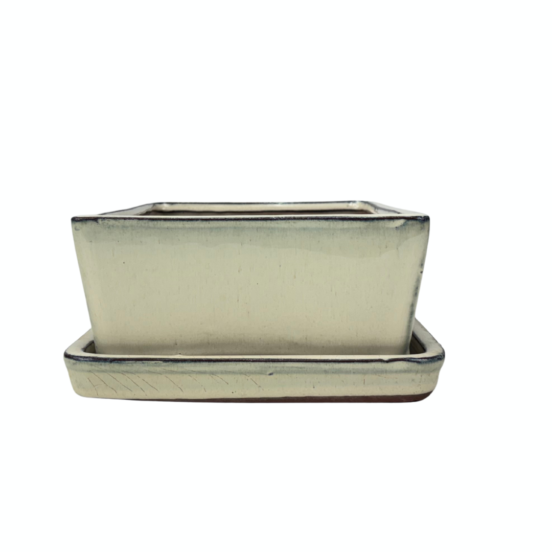 Bonsai pot creme rechthoek 30cm - set