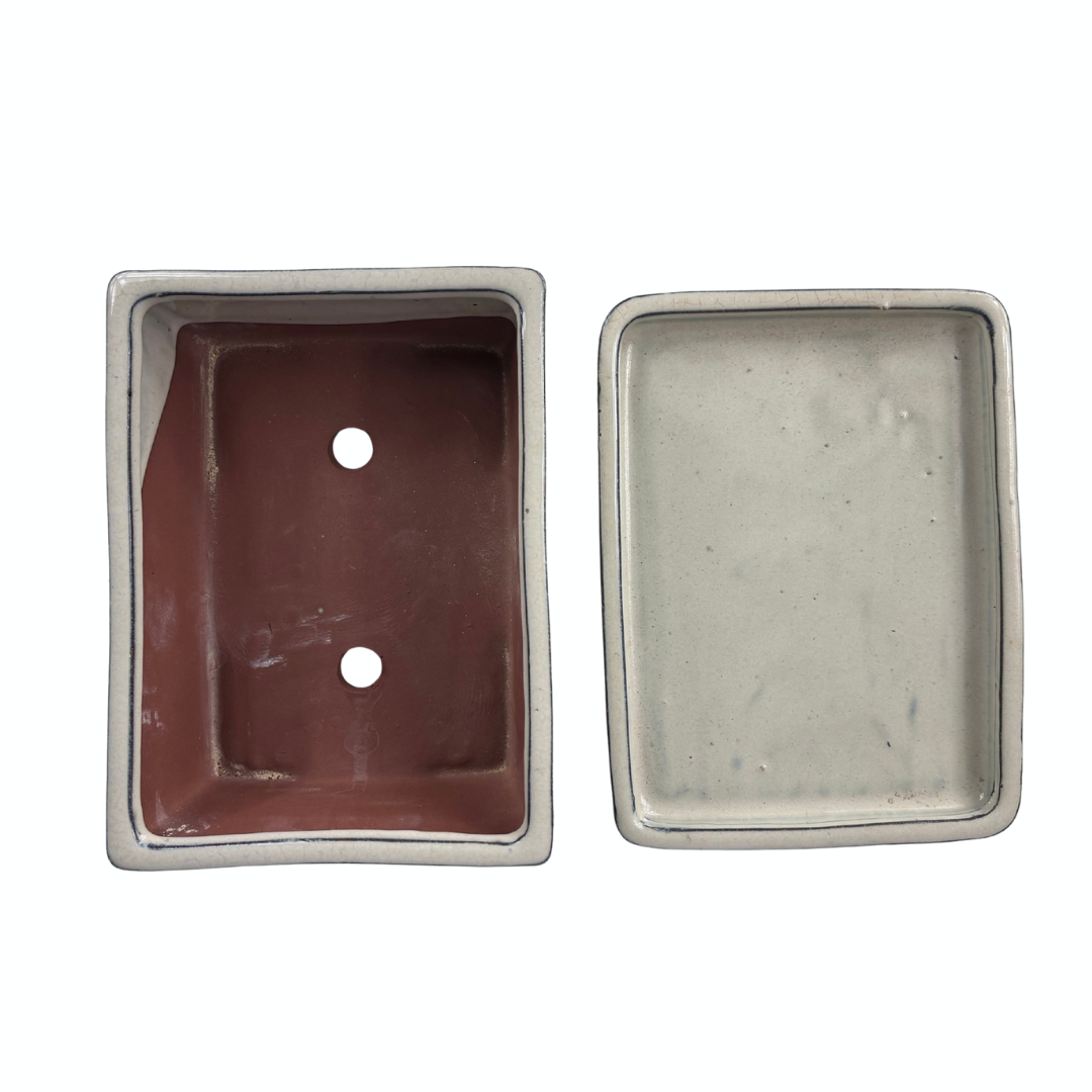 Bonsai pot creme rechthoek 15.5cm - set