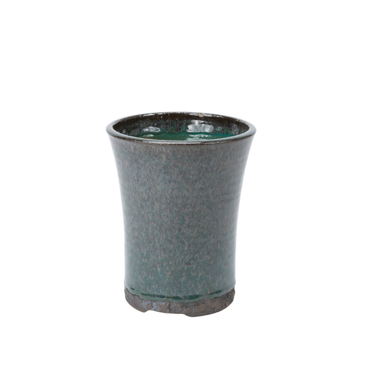 Bonsaischale grün braun rund Kaskade 15cm, Höhe 18,5cm