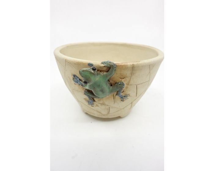 Pot à bonsaï Shohin beige rond 7cm
