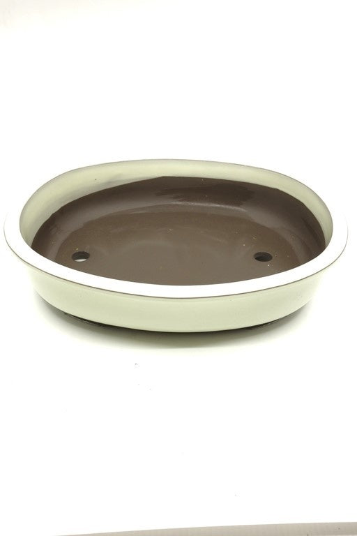 Pot à bonsaï ovale crème 38 cm