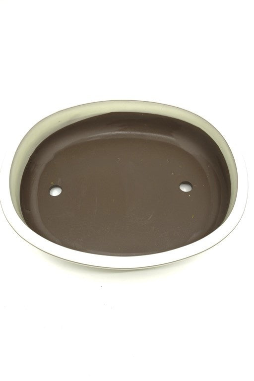 Pot à bonsaï ovale crème 38 cm