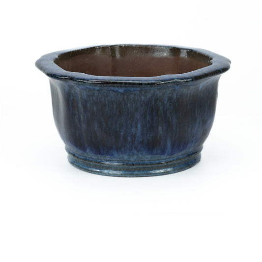Pot à bonsaï cascade lotus bleu 27 cm, hauteur ~ 14 cm