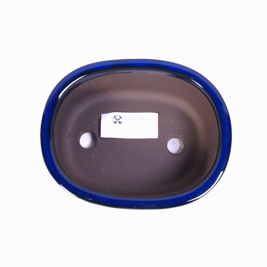 Bac à bonsaï bleu foncé ovale, 13,5 cm