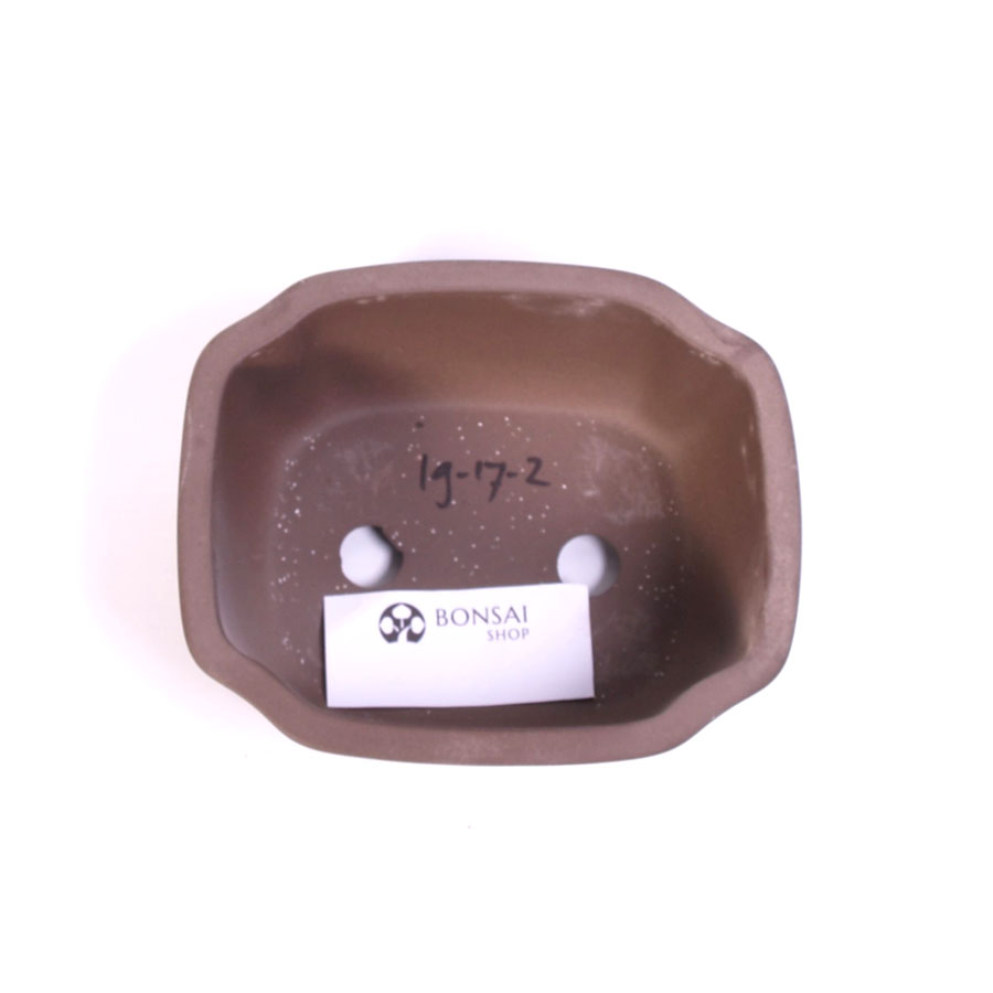 Pot à bonsaï brun octogonal rond 16,5 cm