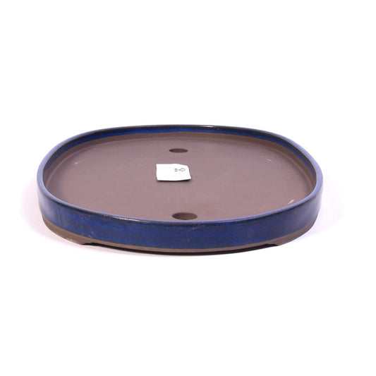 Pot à bonsaï bleu ovale bas 46,5 cm