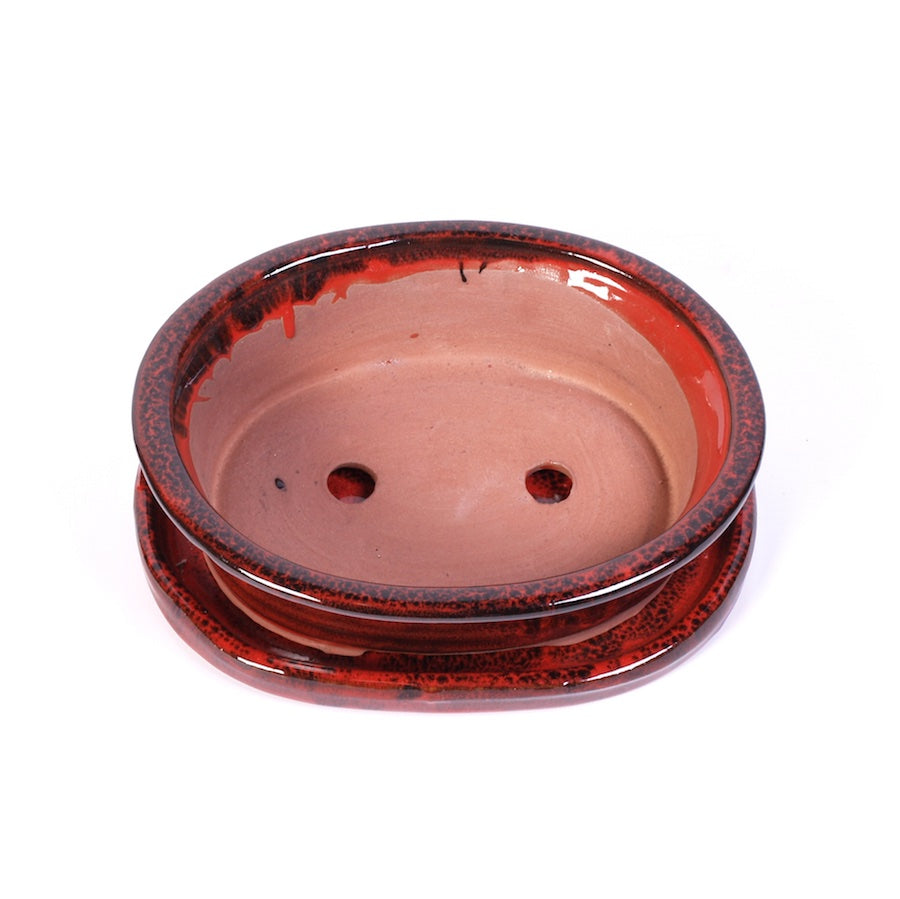 Ensemble de pots ovales rouges 15 cm