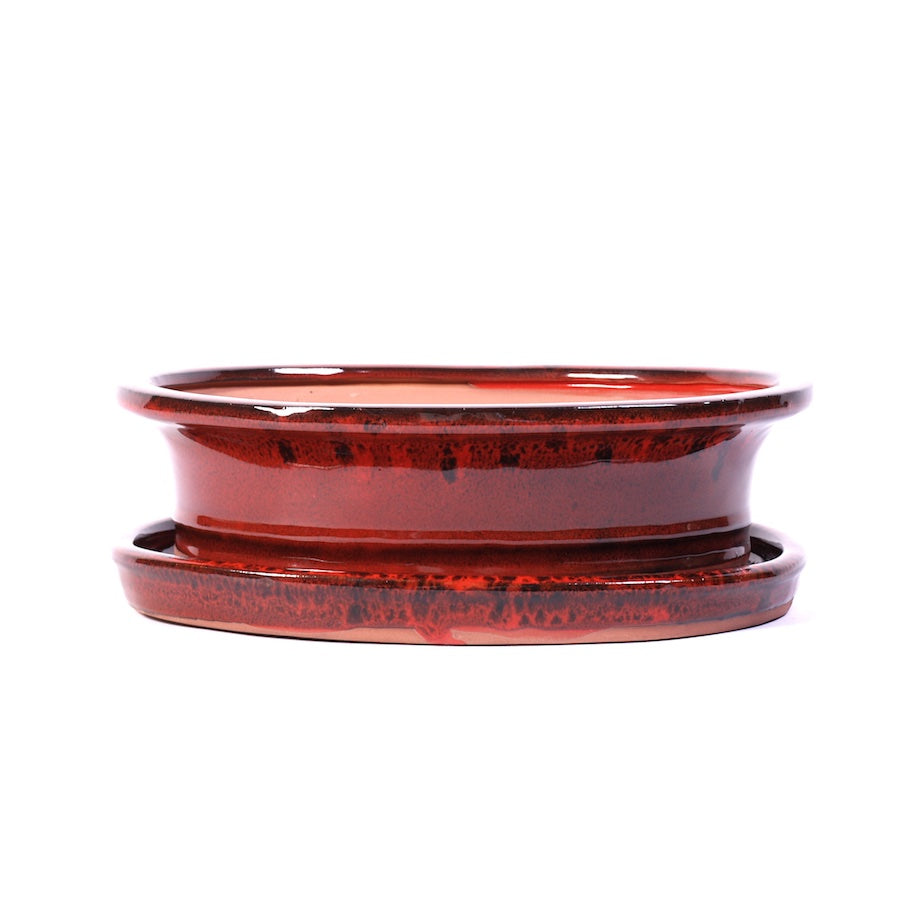 Ensemble de pots ovales rouges 25 cm