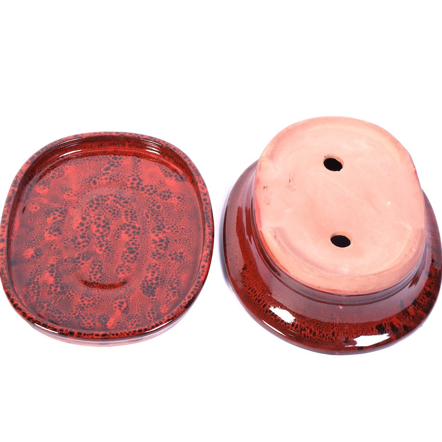 Ensemble de pots ovales rouges 25 cm