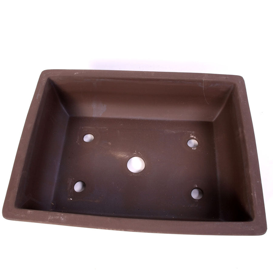 Pot rectangulaire brun non émaillé 32 x 23 x 8,5 cm