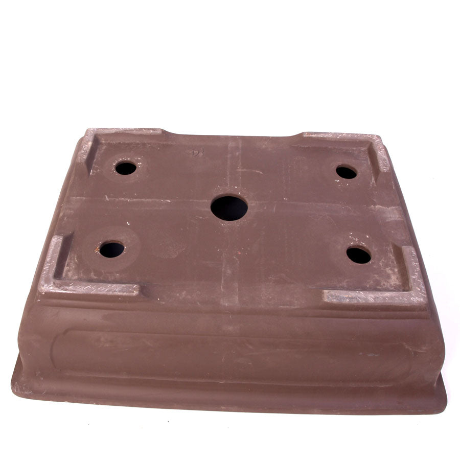 Pot rectangulaire brun non émaillé 32 x 23 x 8,5 cm