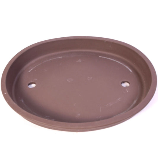 Pot ovale brun non émaillé à rebord extérieur 40 cm