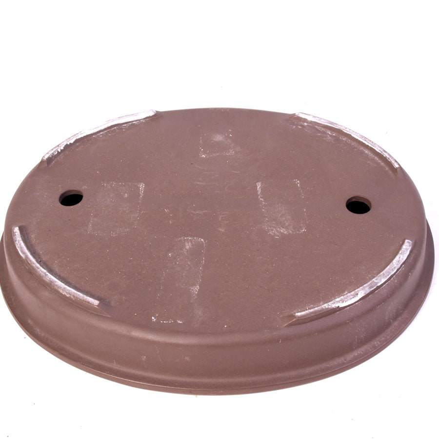 Pot ovale brun non émaillé à rebord extérieur 45 cm