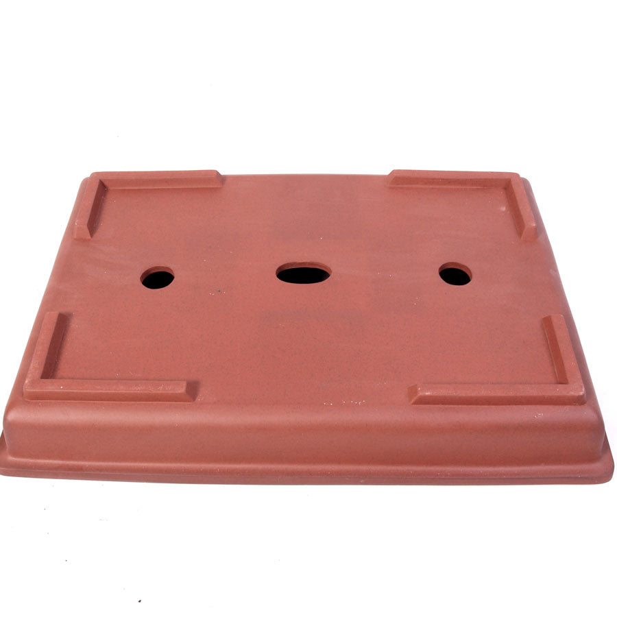 Pot rectangulaire brun rouge non émaillé 40 x 25 x 6 cm