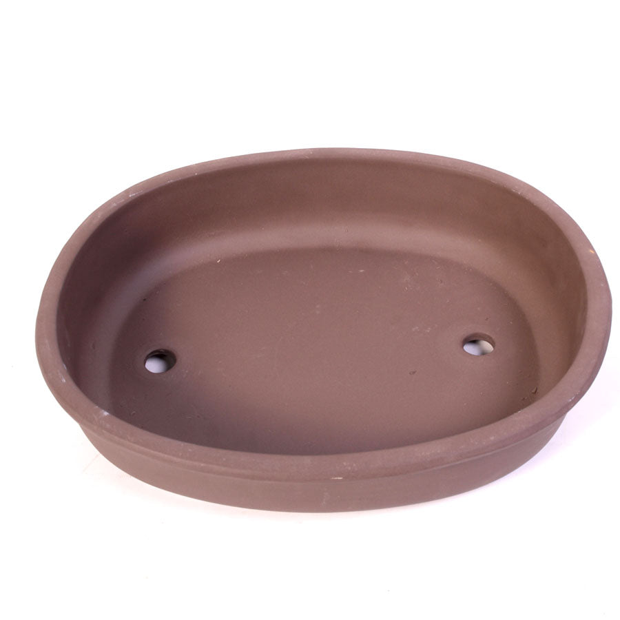 Pot ovale brun haut à rebord extérieur 27 cm