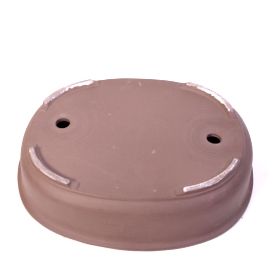 Pot ovale brun haut à rebord extérieur 27 cm