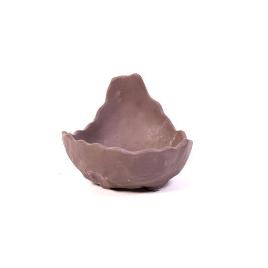 Pot à bonsaï brun non émaillé en forme de coquillage 14,5 cm
