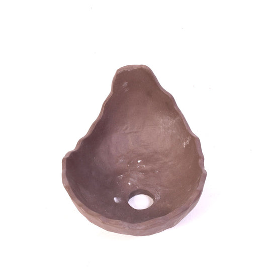 Pot à bonsaï brun non émaillé en forme de coquillage 14,5 cm