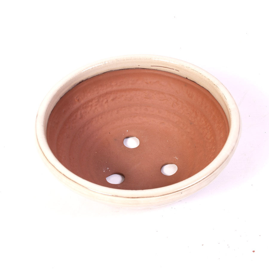Pot à bonsaï rond crème 20 cm