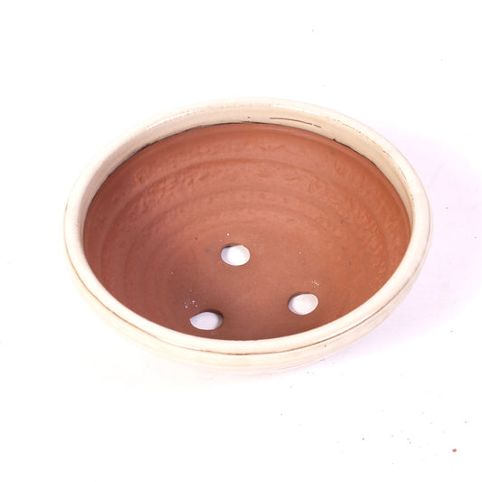 Pot à bonsaï rond crème 20 cm