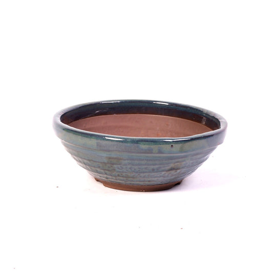 Pot à bonsaï rond vert 20 cm, paroi extérieure brute