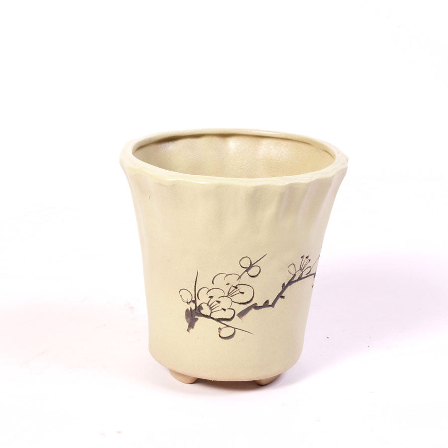 Pot à bonsaï vert en forme de vase avec motif