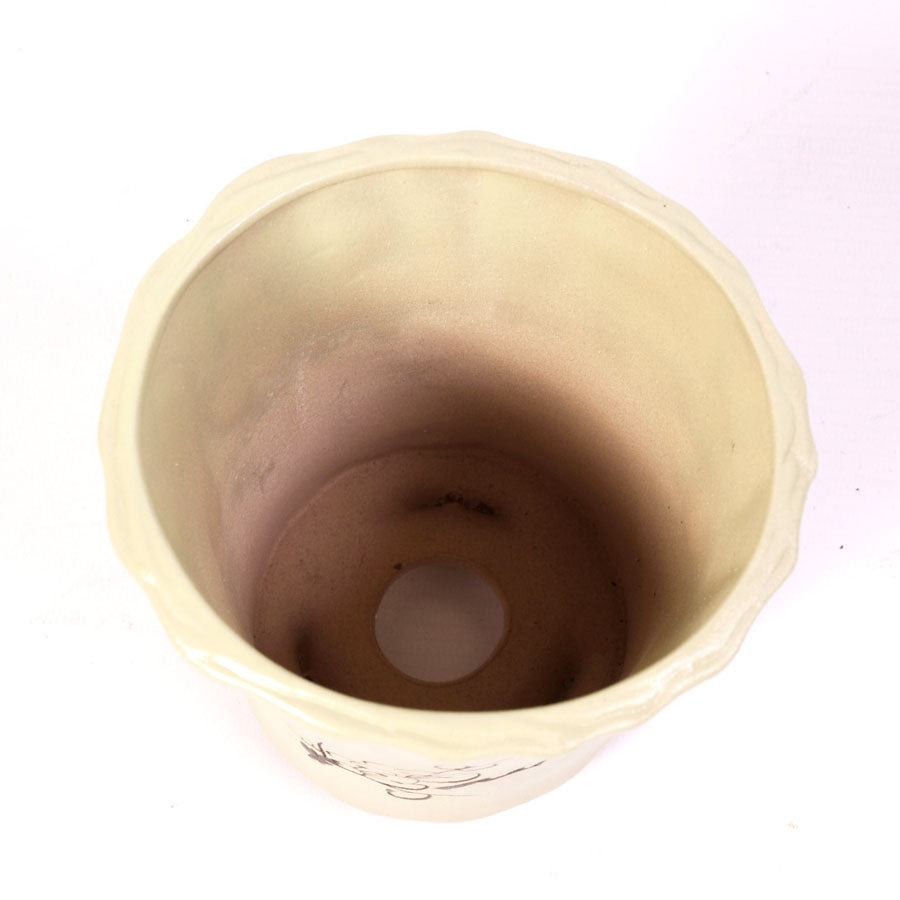 Pot à bonsaï vert en forme de vase avec motif