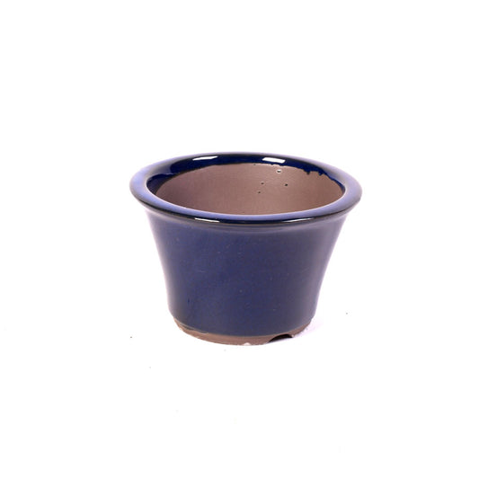 Bac à bonsaï bleu rond avec rebord extérieur 16,5 cm
