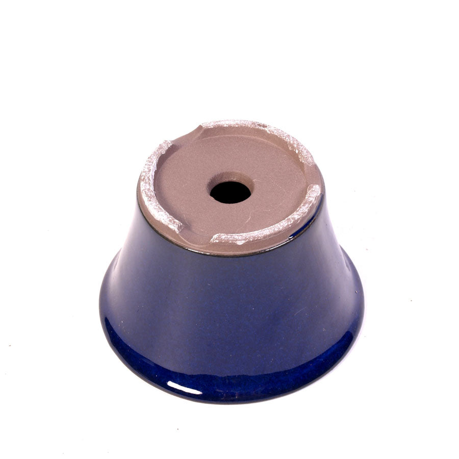 Bac à bonsaï bleu rond avec rebord extérieur 16,5 cm