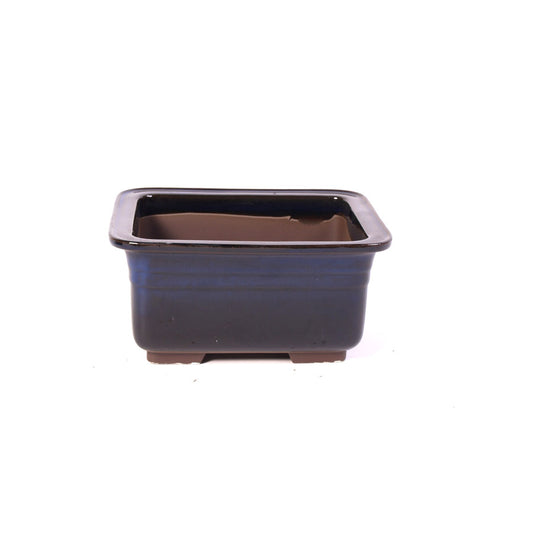 Pot à bonsaï bleu foncé rectangulaire avec rebord extérieur 19 cm