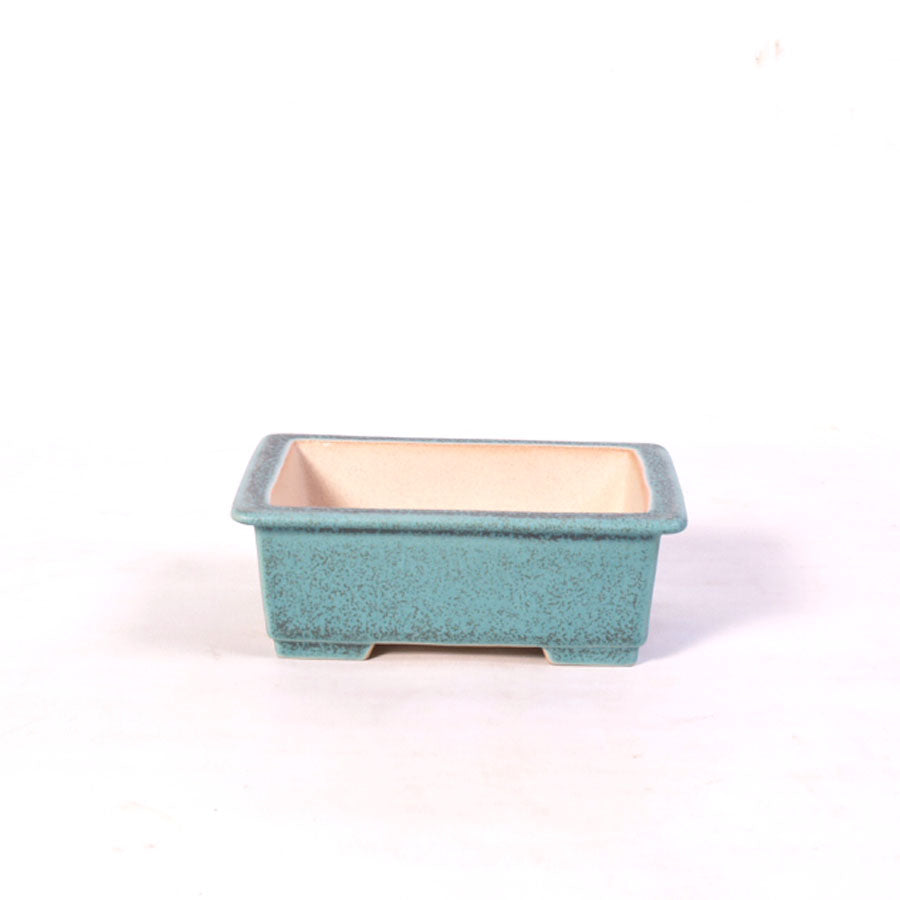 Bac à bonsaï rectangulaire à rebord extérieur, vert 14,5 cm