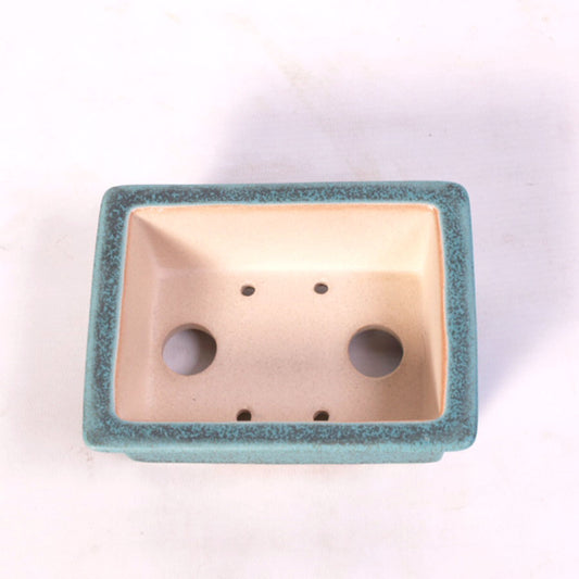 Bac à bonsaï rectangulaire à rebord extérieur, vert 14,5 cm