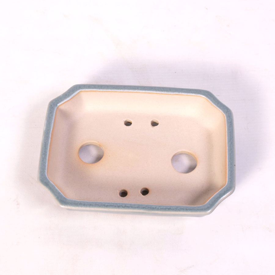Pot à bonsaï rectangulaire avec encoche, bleu clair-gris 17 cm