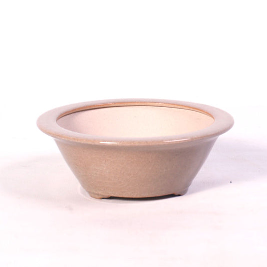Bac à bonsaï rond à rebord extérieur, couleur sable 13,5 cm