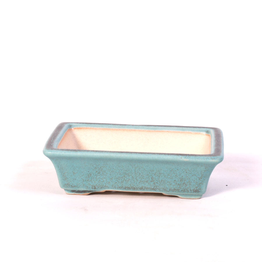 Pot à bonsaï rectangulaire bas, vert 14 cm
