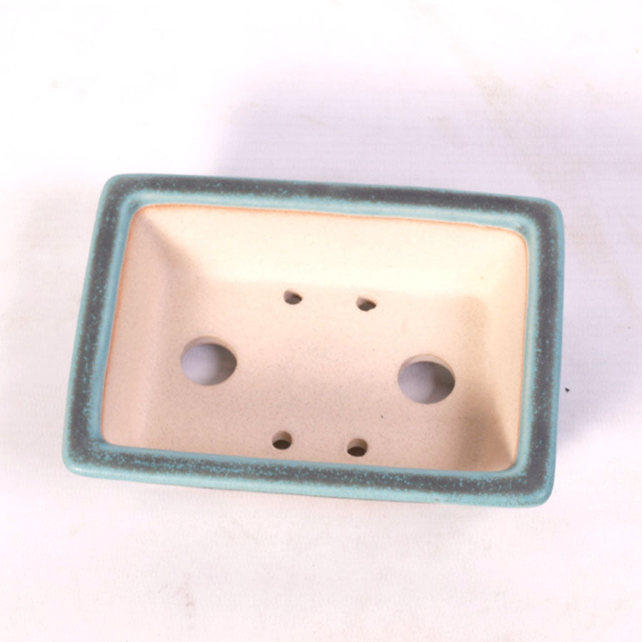 Pot à bonsaï rectangulaire bas, vert 14 cm