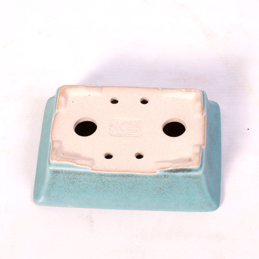 Pot à bonsaï rectangulaire bas, vert 14 cm