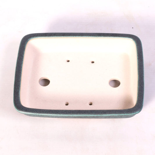 Bac à bonsaï rectangulaire à rebord extérieur, vert 16,5 cm