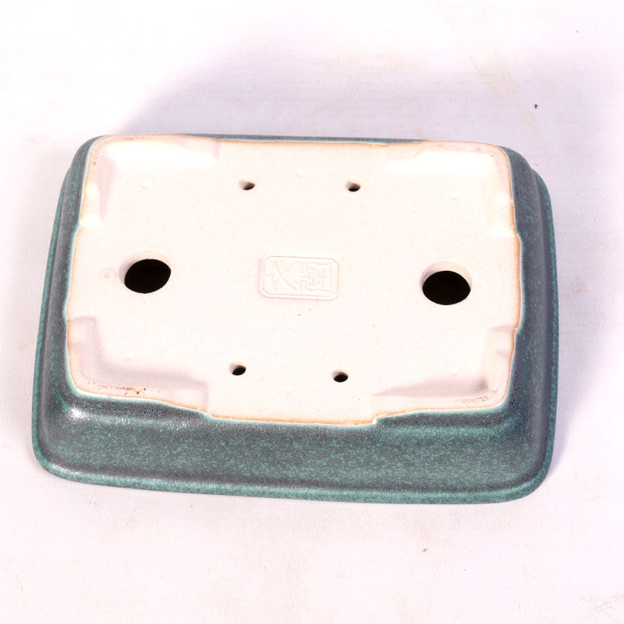 Bac à bonsaï rectangulaire à rebord extérieur, vert 16,5 cm