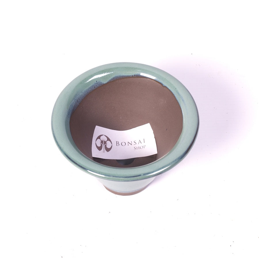 Pot à bonsaï vert rond en forme de vase 12 cm