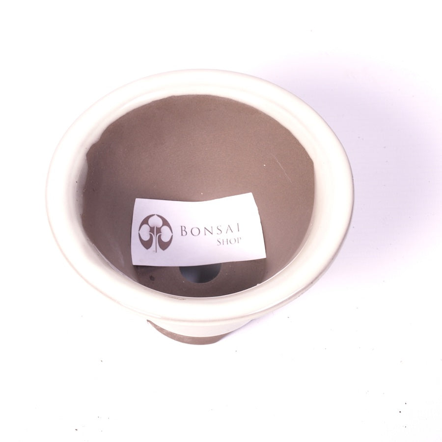 Bac à bonsaï crème rond en forme de vase 12 cm