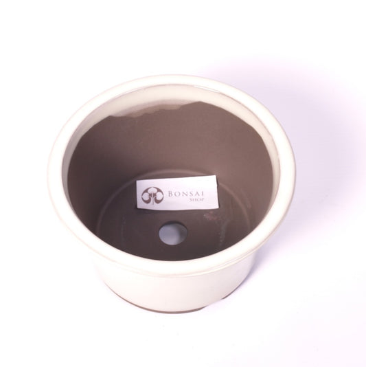 Pot à bonsaï crème rond 16,5 cm