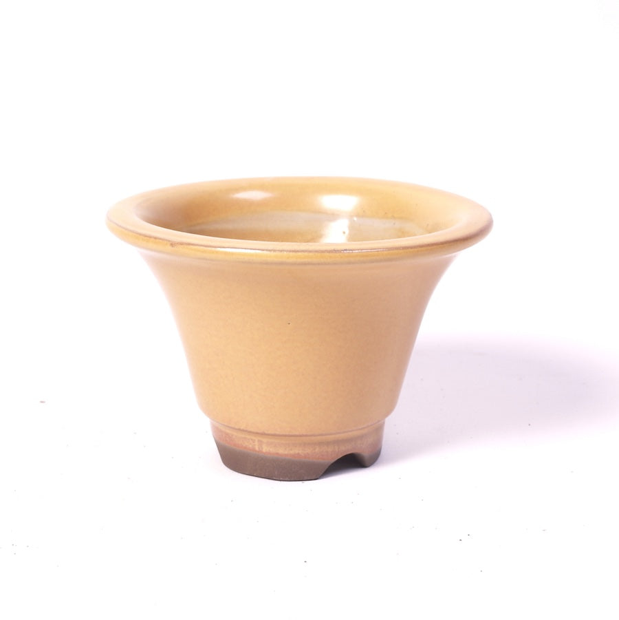 Pot à bonsaï rond jaune en forme de vase 12 cm