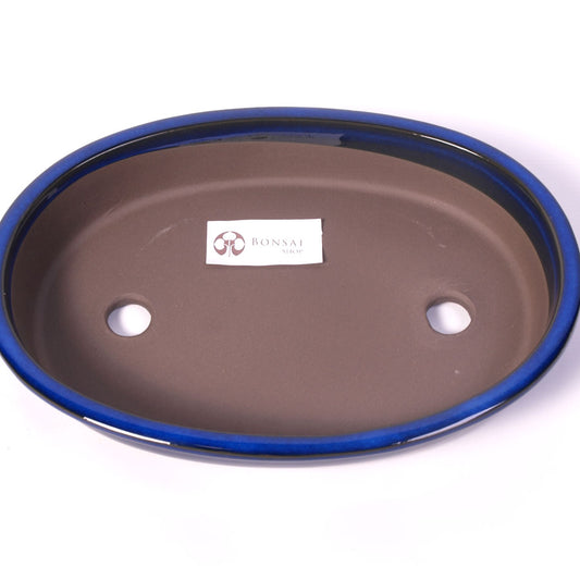 Pot à bonsaï bleu ovale 31 cm